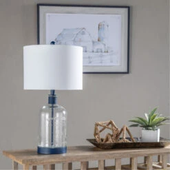Amelia 27 Inch 150.00 Watt Clear And Blue Table Lamp Portable Light 11 Amelia 27 Inch 150.00 Watt Clear And Blue Table Lamp Portable Light -Crestview abs1338busng lifestyle