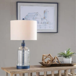 Amelia 27 Inch 150.00 Watt Clear And Blue Table Lamp Portable Light -Crestview abs1338busng lifestyle1 1