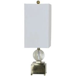 Caprice 25 Inch 60 Watt Clear And Antique Brass Table Lamp Portable Light