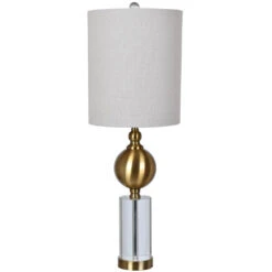 Dupuis 29 Inch 150 Watt Brass And Clear Table Lamp Portable Light