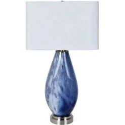 Emma 33 Inch 150 Watt Blue Table Lamp Portable Light