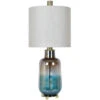 Ava 33 Inch 150 Watt Teal Iridescent And Brass Table Lamp Portable Light -Crestview cvabs1440 lg
