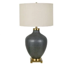 Liam 34 Inch 150 Watt Black And Soft Brass Table Lamp Portable Light