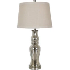 Chloe 34 Inch 150 Watt Mercury And Brushed Nickle Table Lamp Portable Light