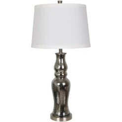 Chloe 34 Inch 150 Watt Black Mercury And Brushed Nickle Table Lamp Portable Light