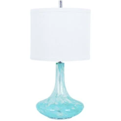 Pasha 32 Inch 150 Watt Light Blue And Nickel Table Lamp Portable Light