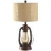 Lauren 28 Inch 150 Watt Rustic Red And Amber Table Lamp Portable Light, With Nightlight -Crestview cvabs965 lg 1