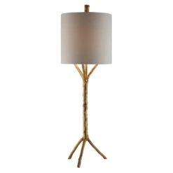 Metal Tree 40 Inch 100 Watt Gold Leaf Table Lamp Portable Light