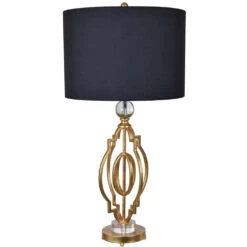 Shine 34 Inch 150 Watt Gold Leaf And Clear Table Lamp Portable Light