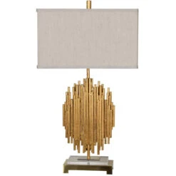 Galveston 31 Inch 100.00 Watt Gold Leaf Table Lamp Portable Light