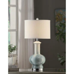 Sea Breeze 28 Inch 40 Watt Glazed Blue Table Lamp Portable Light