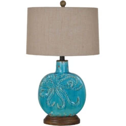 Deep Ocean 25 Inch 100 Watt Antique Turquoise Table Lamp Portable Light