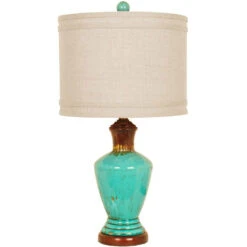 Napa 27 Inch 150 Watt Distressed Turquoise And Brown Table Lamp Portable Light