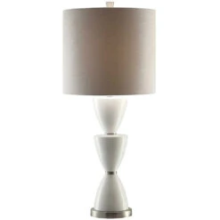Morison 39 Inch 150 Watt White And Brushed Nickel Table Lamp Portable Light