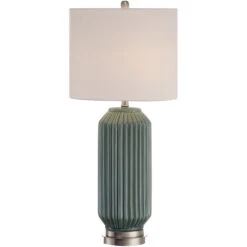 Paige 32 Inch 100.00 Watt Blue And Gray With Brushed Nickel Table Lamp Portable Light