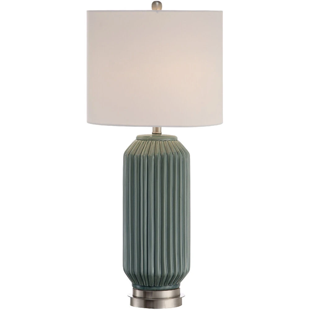 Paige 32 Inch 100.00 Watt Blue And Gray With Brushed Nickel Table Lamp Portable Light 3 Paige 32 Inch 100.00 Watt Blue And Gray With Brushed Nickel Table Lamp Portable Light