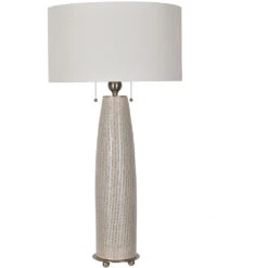 Barclay 36 Inch 60 Watt Cream And Satin Nickel Table Lamp Portable Light