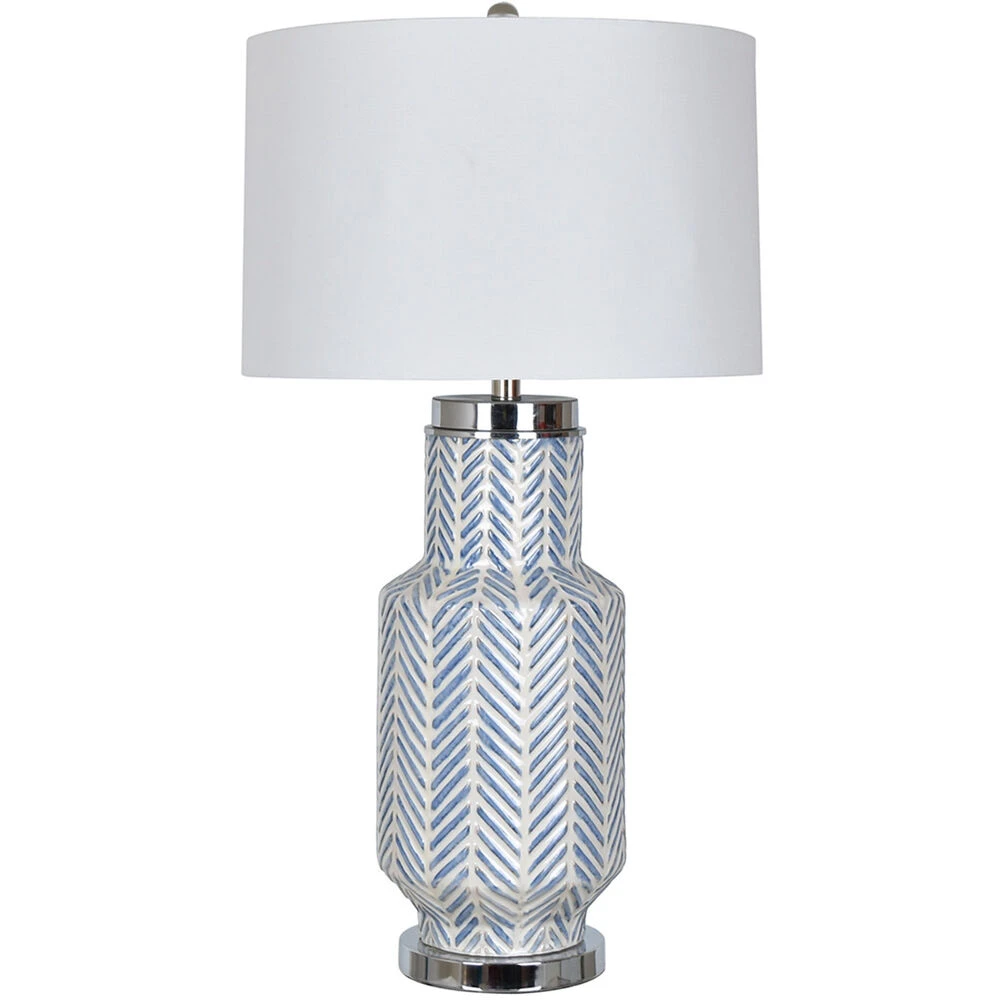 Fullbright 34 Inch 150.00 Watt Blue And White And Chrome Table Lamp Portable Light 3 Fullbright 34 Inch 150.00 Watt Blue And White And Chrome Table Lamp Portable Light