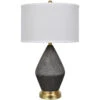 Tange 28 Inch 150.00 Watt Black Stone And Soft Brass Table Lamp Portable Light -Crestview cvap2270 1