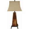 Roxy 31 Inch 150 Watt Amber And Iron Table Lamp Portable Light, With Nightlight -Crestview cvaqp636 lg