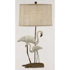 Shoreline 32 Inch 100 Watt Distressed White And Grey Accent Lamp Portable Light