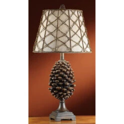 Pine Bluff 30 Inch 150.00 Watt Resin Natural Pinecone Table Lamp Portable Light