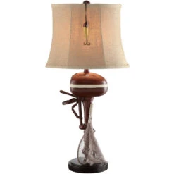 Motor Boating 30 Inch 150 Watt Red And Antique White Table Lamp Portable Light