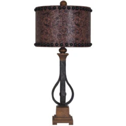 Rambler 34 Inch 150 Watt Antique Iron And Brown Table Lamp Portable Light