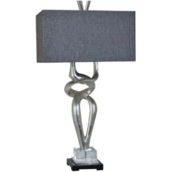 Coventry 37 Inch 60 Watt Silver And Crystal Table Lamp Portable Light