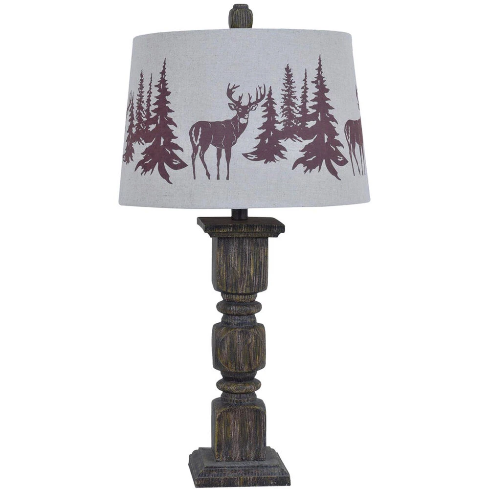 Hunt 29 Inch 150 Watt Resin Walnut Table Lamp Portable Light 3 Hunt 29 Inch 150 Watt Resin Walnut Table Lamp Portable Light