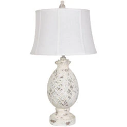 Pineapple 31 Inch 150 Watt White Wash Table Lamp Portable Light