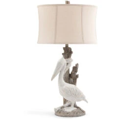Pelican 39 Inch 150.00 Watt White Washed And Sand Stone Table Lamp Portable Light