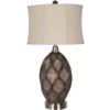 Kimball 34 Inch 150.00 Watt Carved Wood And Nickel Table Lamp Portable Light -Crestview cvavp1038 1