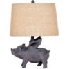 Hogs Fly 21 Inch 60 Watt Antique Iron Table Lamp Portable Light -Crestview cvavp127 lg