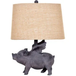 Hogs Fly 21 Inch 60 Watt Antique Iron Table Lamp Portable Light