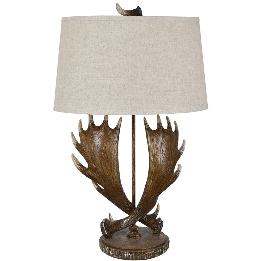 Moose Run 32 Inch 150.00 Watt Handfinished Brown And White Table Lamp Portable Light 3 Moose Run 32 Inch 150.00 Watt Handfinished Brown And White Table Lamp Portable Light