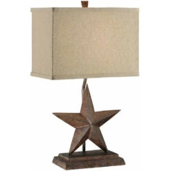 Star 23 Inch 60 Watt Resin Rustic Table Lamp Portable Light