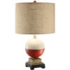 Bobber 24 Inch 150 Watt Red/White/Wood/Brown Table Lamp Portable Light 1 Bobber 24 Inch 150 Watt Red/White/Wood/Brown Table Lamp Portable Light -Crestview cvavp338 lg