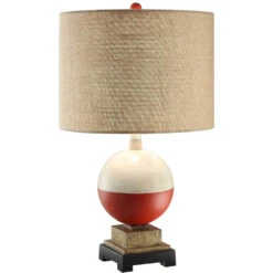 Bobber 24 Inch 150 Watt Red/White/Wood/Brown Table Lamp Portable Light