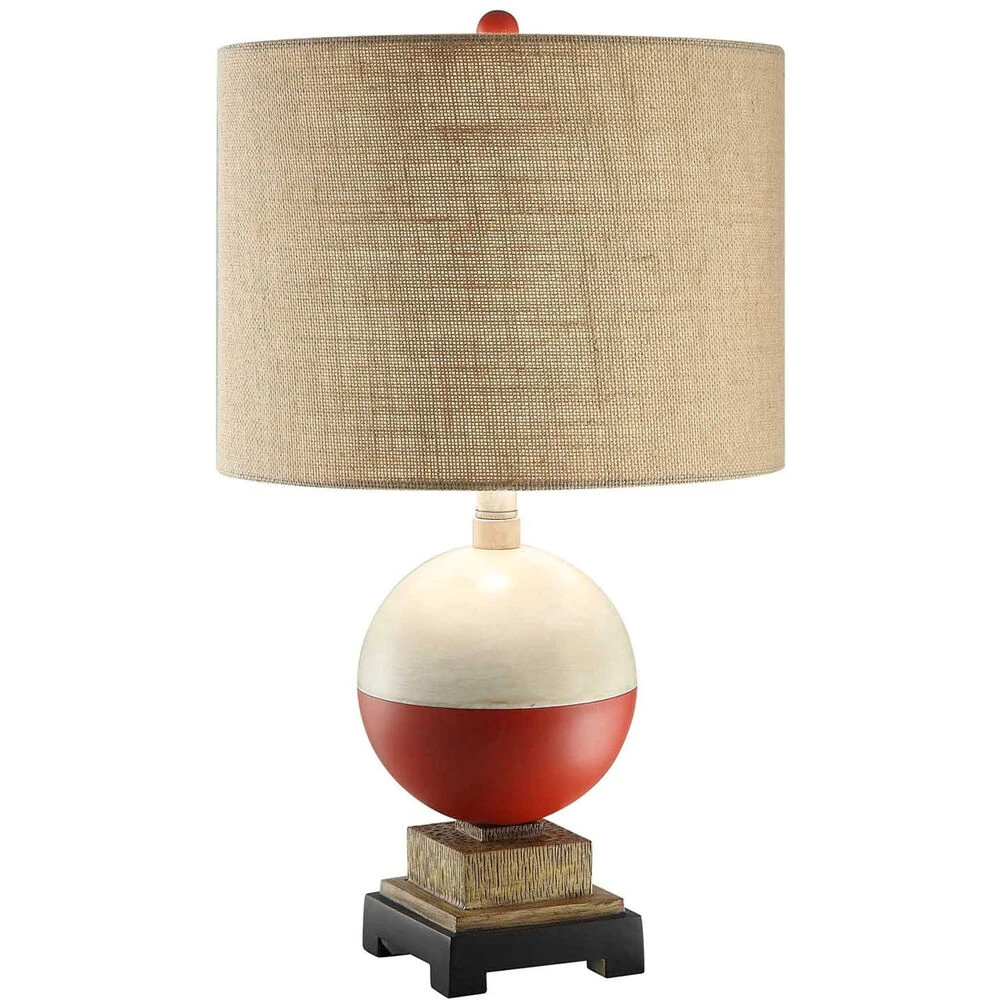 Bobber 24 Inch 150 Watt Red/White/Wood/Brown Table Lamp Portable Light 3 Bobber 24 Inch 150 Watt Red/White/Wood/Brown Table Lamp Portable Light