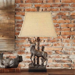 Deer 27 Inch 150 Watt Resin Bronze Table Lamp Portable Light