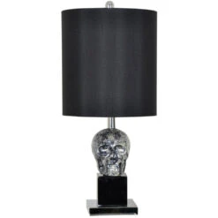 Black Skull 27 Inch 150 Watt Black And Black Mercury Table Lamp Portable Light