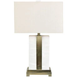 Steart 28 Inch 150 Watt Alabaster And Brass Table Lamp Portable Light