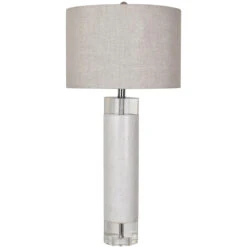 Sheffield 32 Inch 150 Watt White And Crystal Table Lamp Portable Light