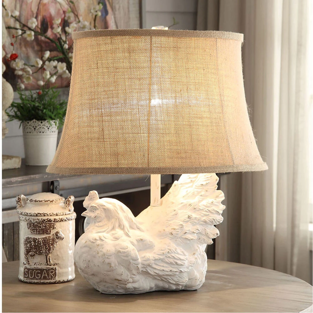 Rooster 21 Inch 100 Watt White Washed Table Lamp Portable Light 3 Rooster 21 Inch 100 Watt White Washed Table Lamp Portable Light