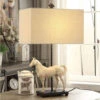 Chase 27 Inch 150 Watt Bleached White And Black Table Lamp Portable Light -Crestview cvavp961 lg
