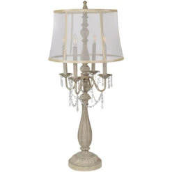 Gabby 43 Inch 40.00 Watt Handfinished French White Table Lamp Portable Light
