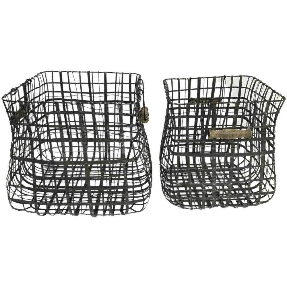 Crestview 16 X 15 Inch Decorative Baskets, Set Of 2 3 Crestview 16 X 15 Inch Decorative Baskets, Set Of 2