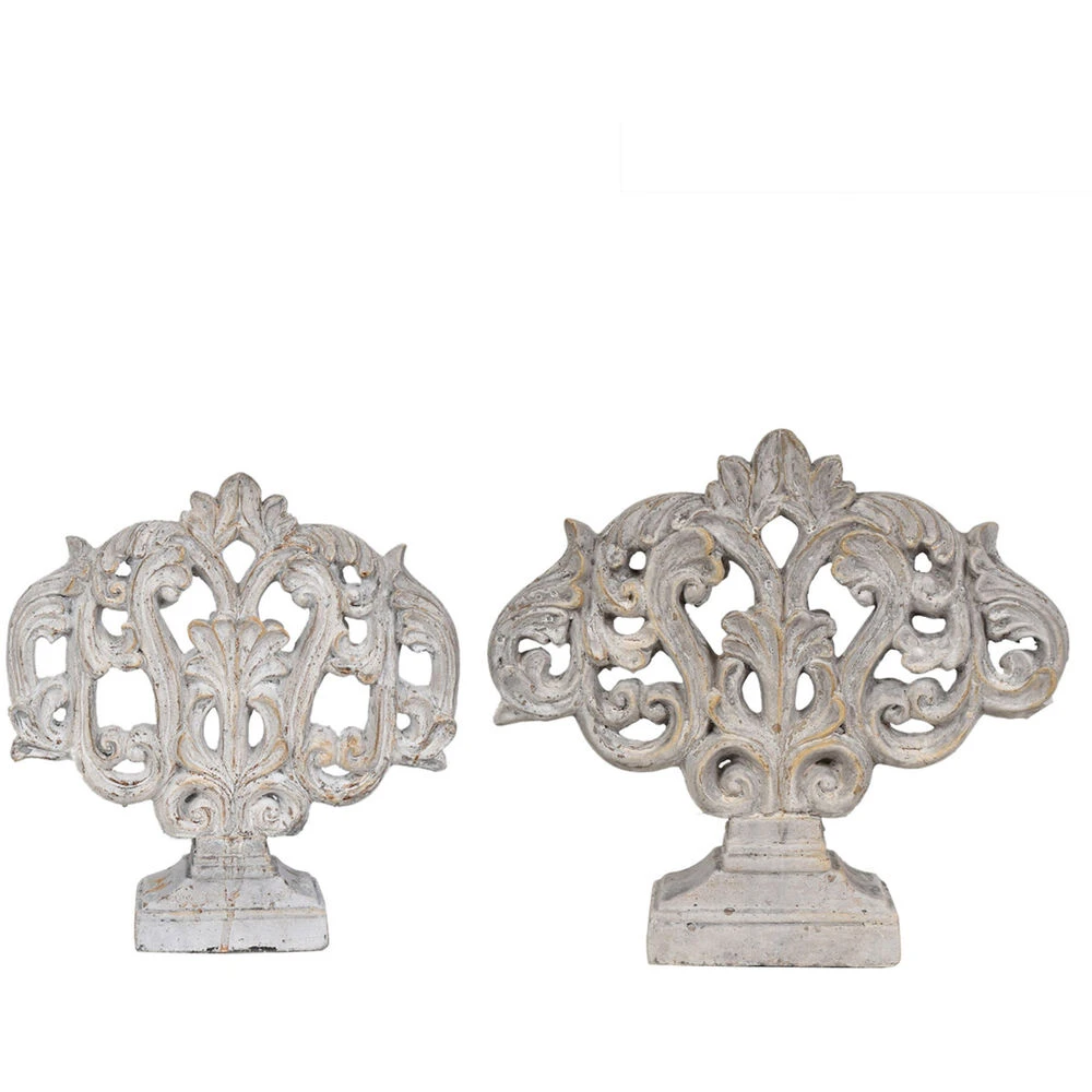 Filigree Rustic White Grey Statue, Set Of 2 3 Filigree Rustic White Grey Statue, Set Of 2
