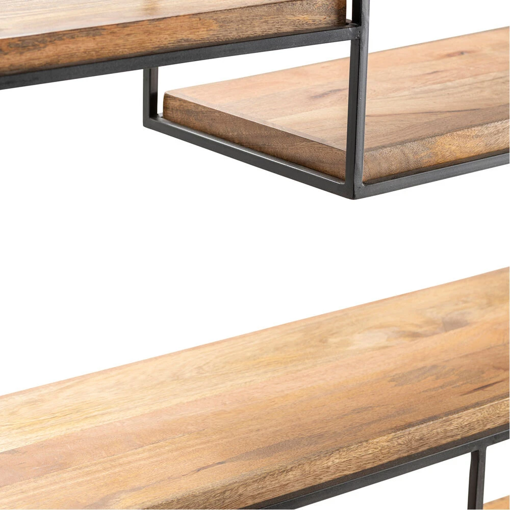 Bengal Manor 85 X 46 X 13 Inch Light Brown And Black Etagere 4 Bengal Manor 85 X 46 X 13 Inch Light Brown And Black Etagere - Image 2